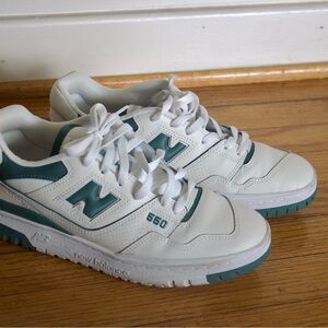 New Balance 550 White and Teal Sneakers